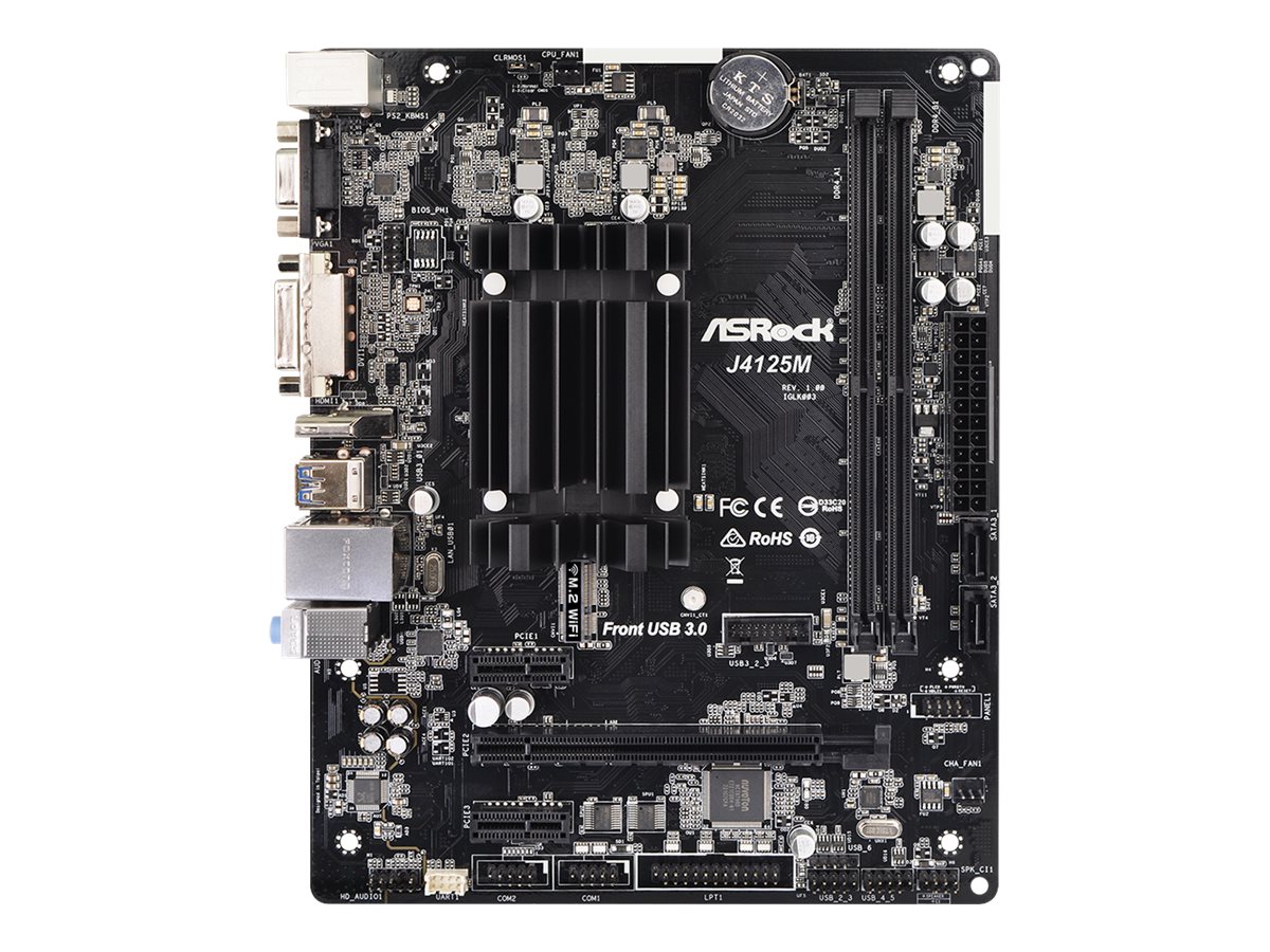 ASRock J4125M - Motherboard - micro ATX - Intel Celeron J4125 - USB 3.2 Gen 1 - Gigabit LAN - Onboard-Grafik - HD Audio 