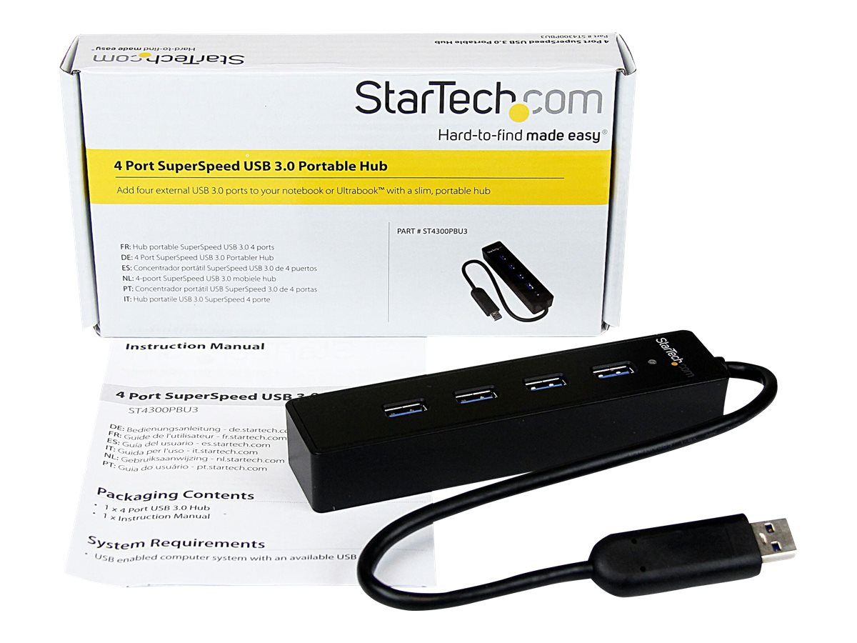 StarTech.com 4 Port USB 3.0 SuperSpeed Hub - Schwarz, Ansicht 5