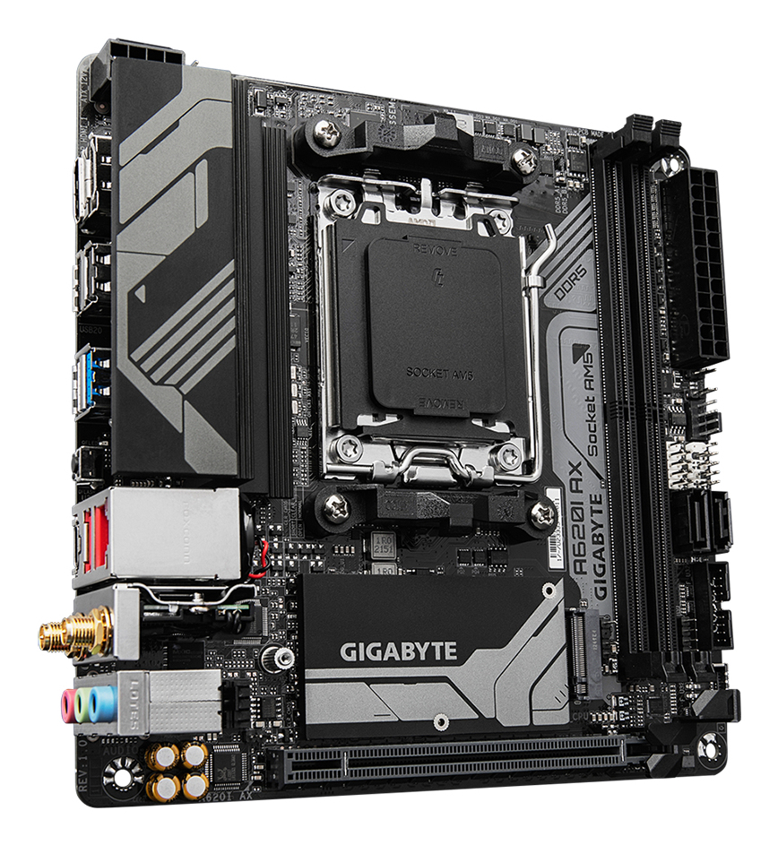 Gigabyte A620I AX AM5 2xDDR5 4xSATA 1xM.2 mATX MB - AMD Sockel AM5 (Ryzen Zen4), Ansicht 4