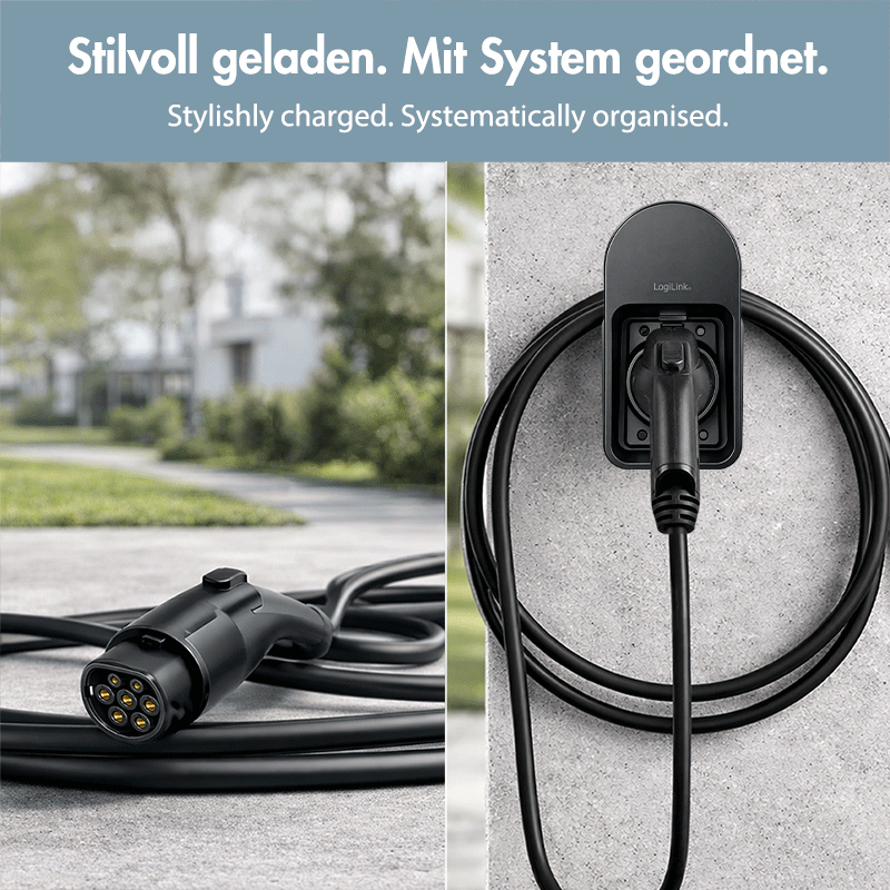 LogiLink Wandhalterung m.Kabelablage f. Auto-Ladekabel schw., Ansicht 4
