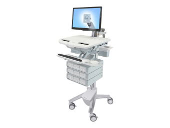 Ergotron Wagen - offene Architektur - für LCD-Display  PC-Ausrüstung - medizinisch - Aluminium verzinker Stahl hochwertiger Kunststoff - Grau weiß Polished Aluminum - Bildschirmgröße bis zu 61 cm (bis zu 24 Zoll)