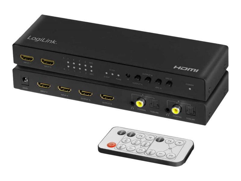 Logilink Switch HDMI-Matrix 4x2-Port, 4K/60Hz,Scaler,HDR,ARC (HD0049)