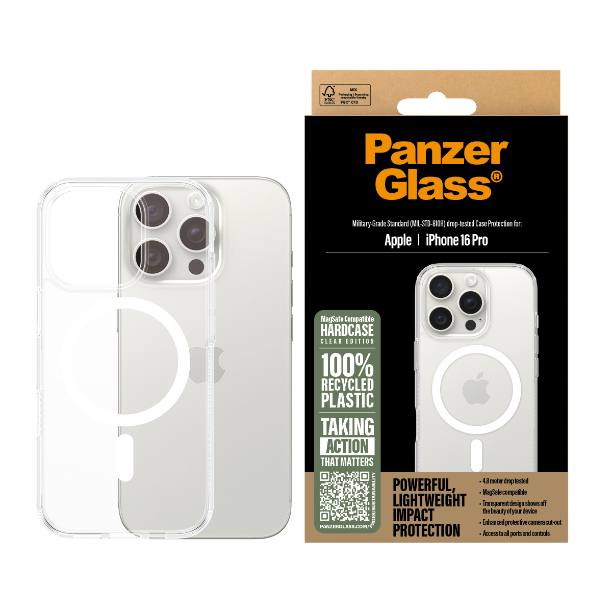 PanzerGlass HardCase - Hintere Abdeckung für Apple iPhone 16 Pro - kompatibel mit MagSafe, Ansicht 3