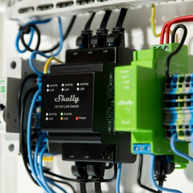 Shelly · Hutschiene·LAN Switch· 5 Ports· 10/100 Mbit - Switch - 0,1 Gbps, Ansicht 4