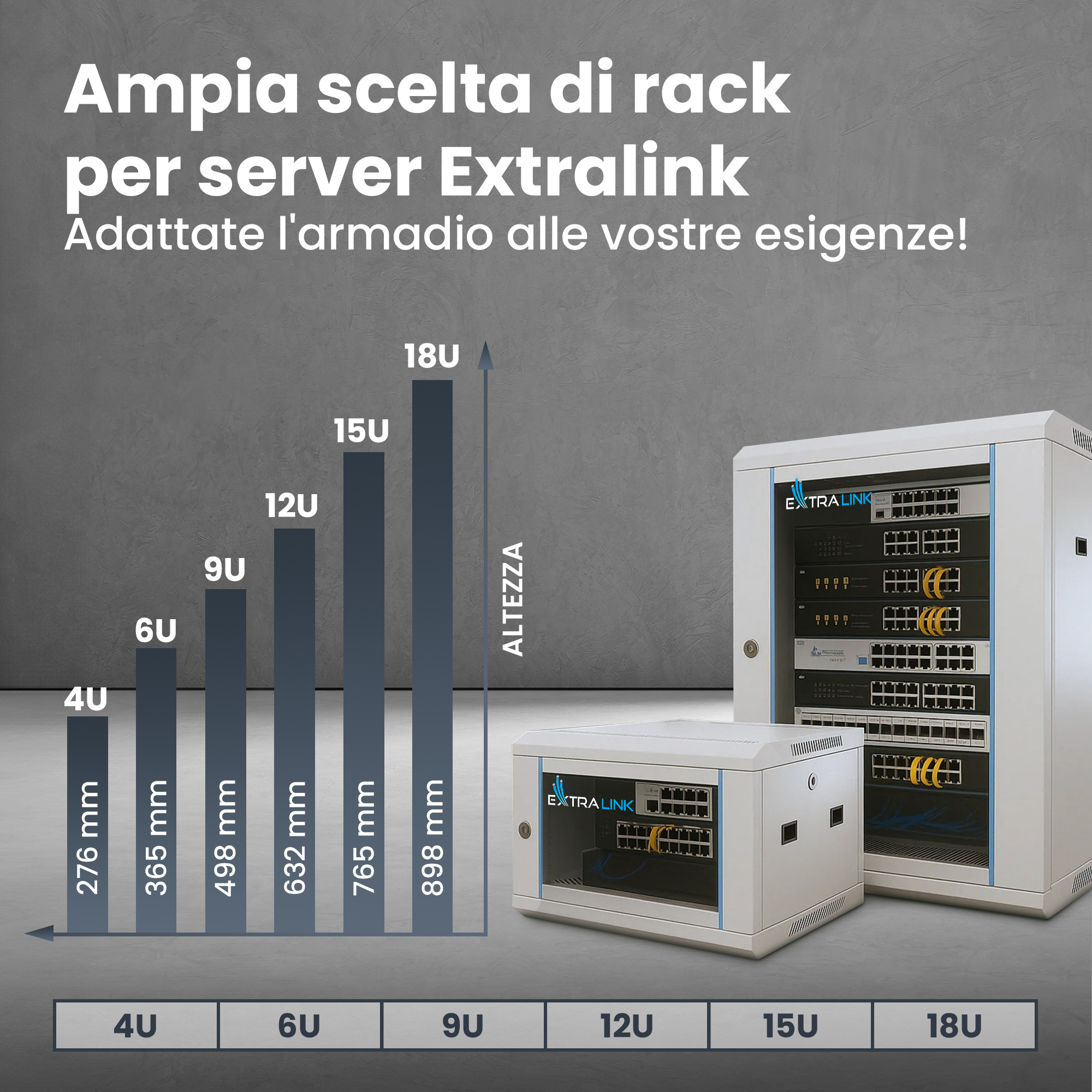 Extralink Rackmount-Schrank 18U 600x450 Grau Wandmontage - 18U - 180 kg - Sperrschloss - Ablageschienen - Grau, Ansicht 4