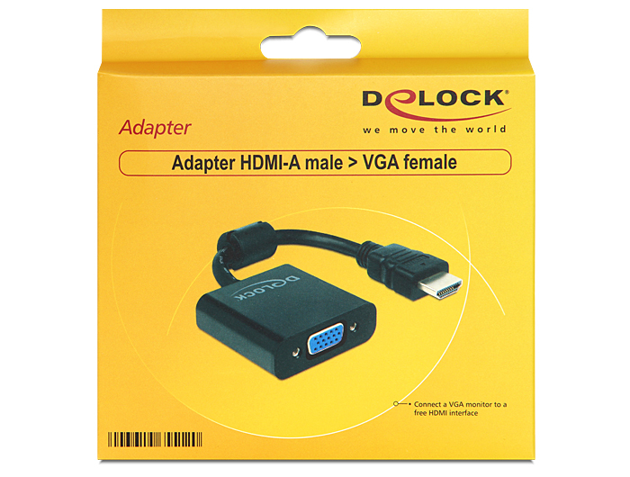 Delock Videoanschluß - HD-15 (VGA) (W) bis HDMI (M) - Schwarz, Ansicht 2