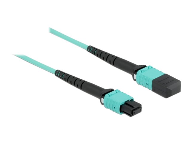 Delock LWL Kabel MPO Buchse zu MPO Buchse 12 Fasern, Polarität B, Multimode OM4, 50/125 µm, 2 m
