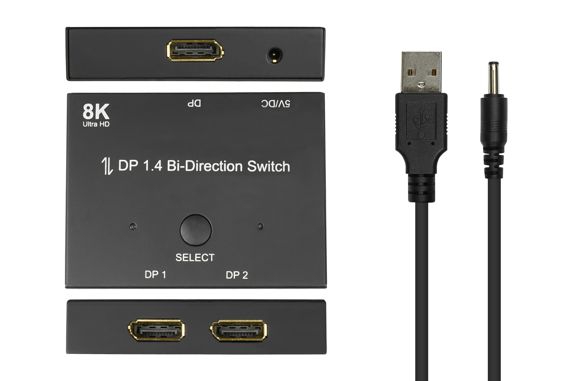 Good Connections DisplayPort Switches - DisplayPort - Schwarz - Metall - 7680 x 4320 - Daten - Gold, Ansicht 4