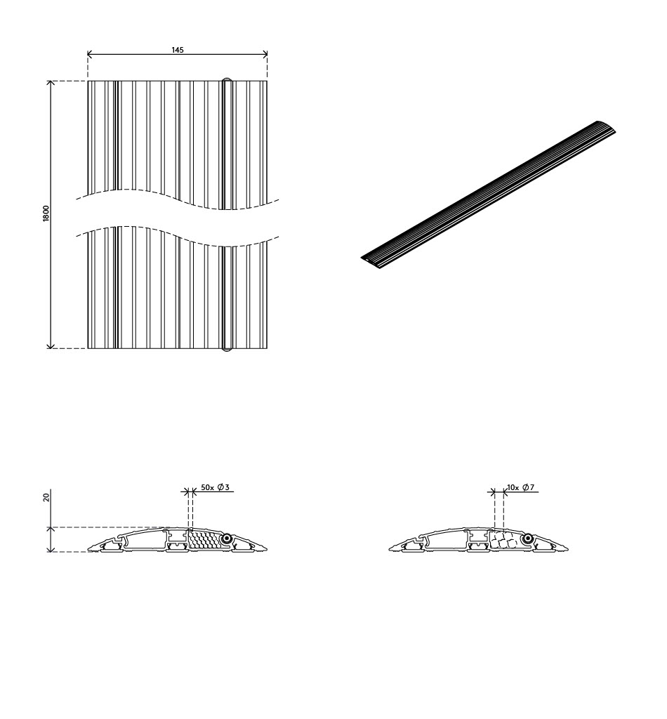 Dataflex Addit Kabelschutz 180cm gerade schwarz, Ansicht 4