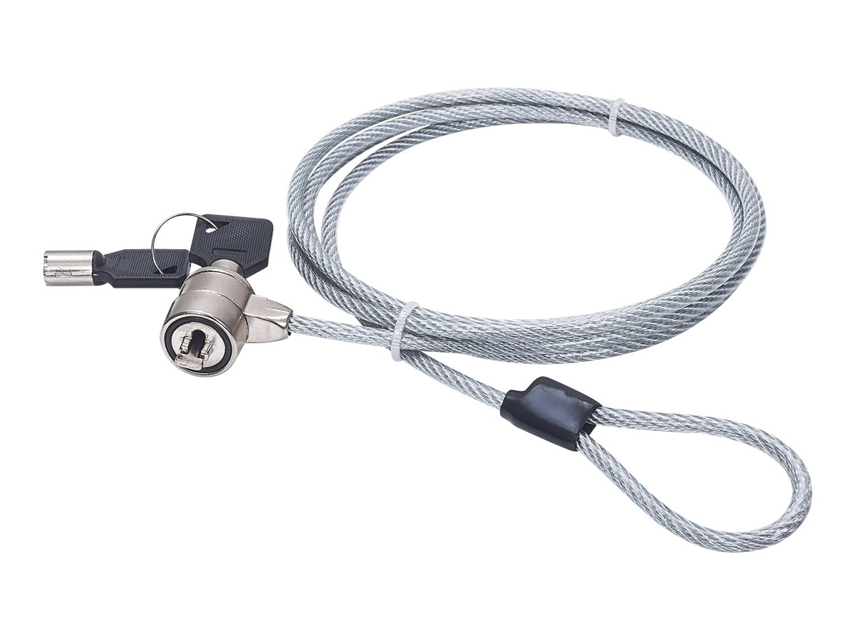 Manhattan Mobile Security Laptop Lock, Key Lock, 1.4m, Compatible with Kensington style locks, Strong Steel Cable (3mm thick)