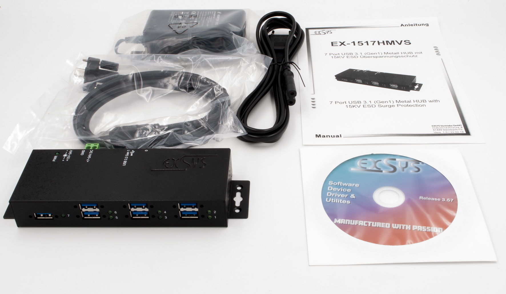 Exsys EX-1517HMVS - Hub - managed - 7 x USB 3.2 Gen 1, Ansicht 2