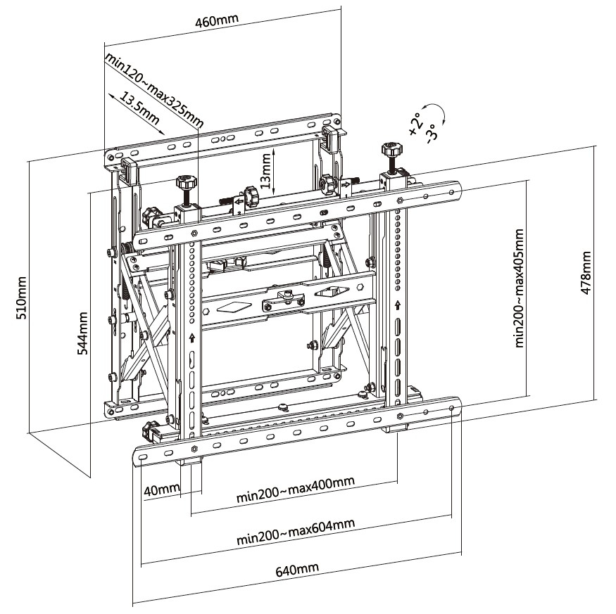 Equip Halterung - Pop-out - für Videoleinwand - Metall, Kunststoff - Schwarz - Bildschirmgröße: 114.3-177.8 cm (45-70), Ansicht 3