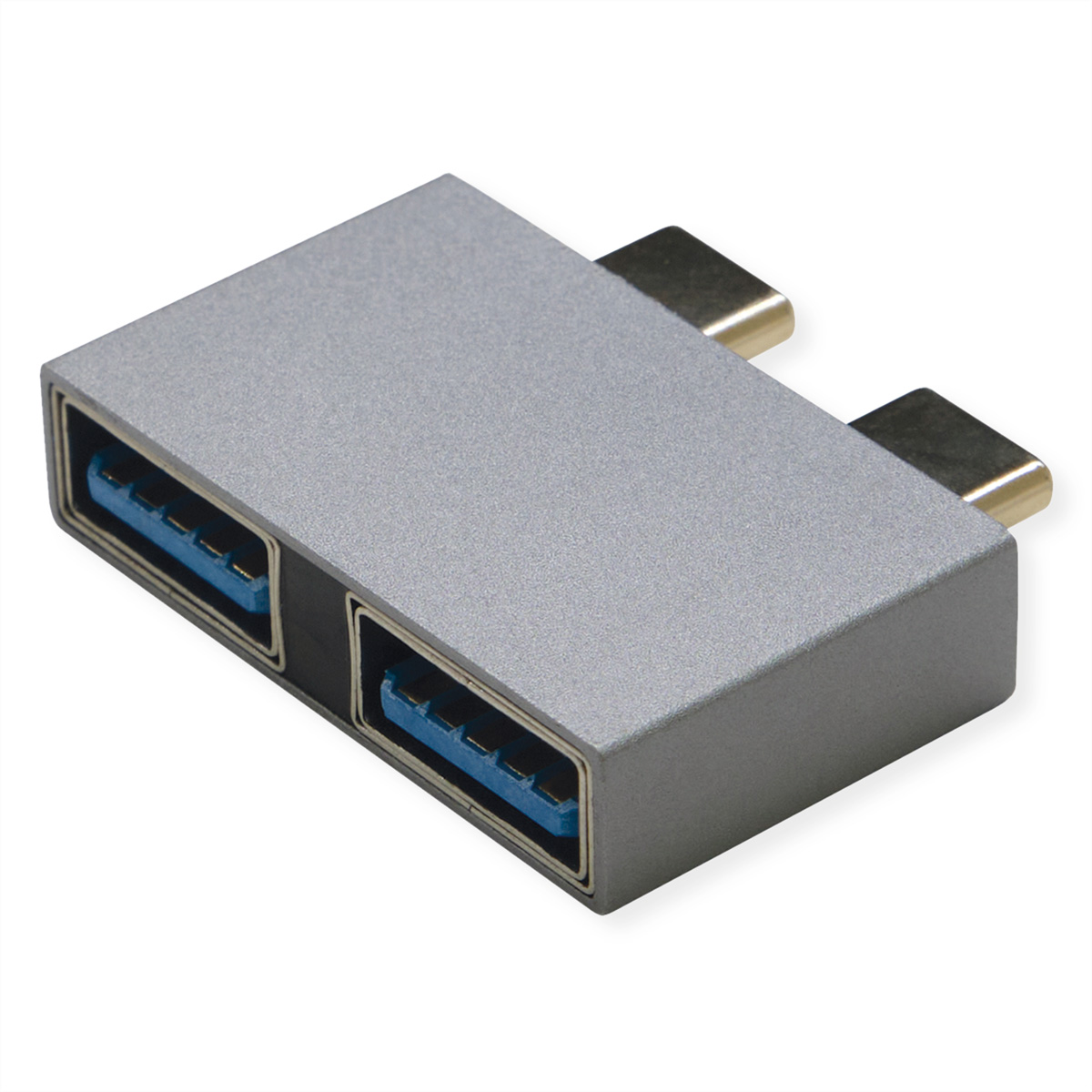 ROLINE USB 3.2 Gen 2 Adapter 2x Typ C - A STBU silberfarben - Adapter