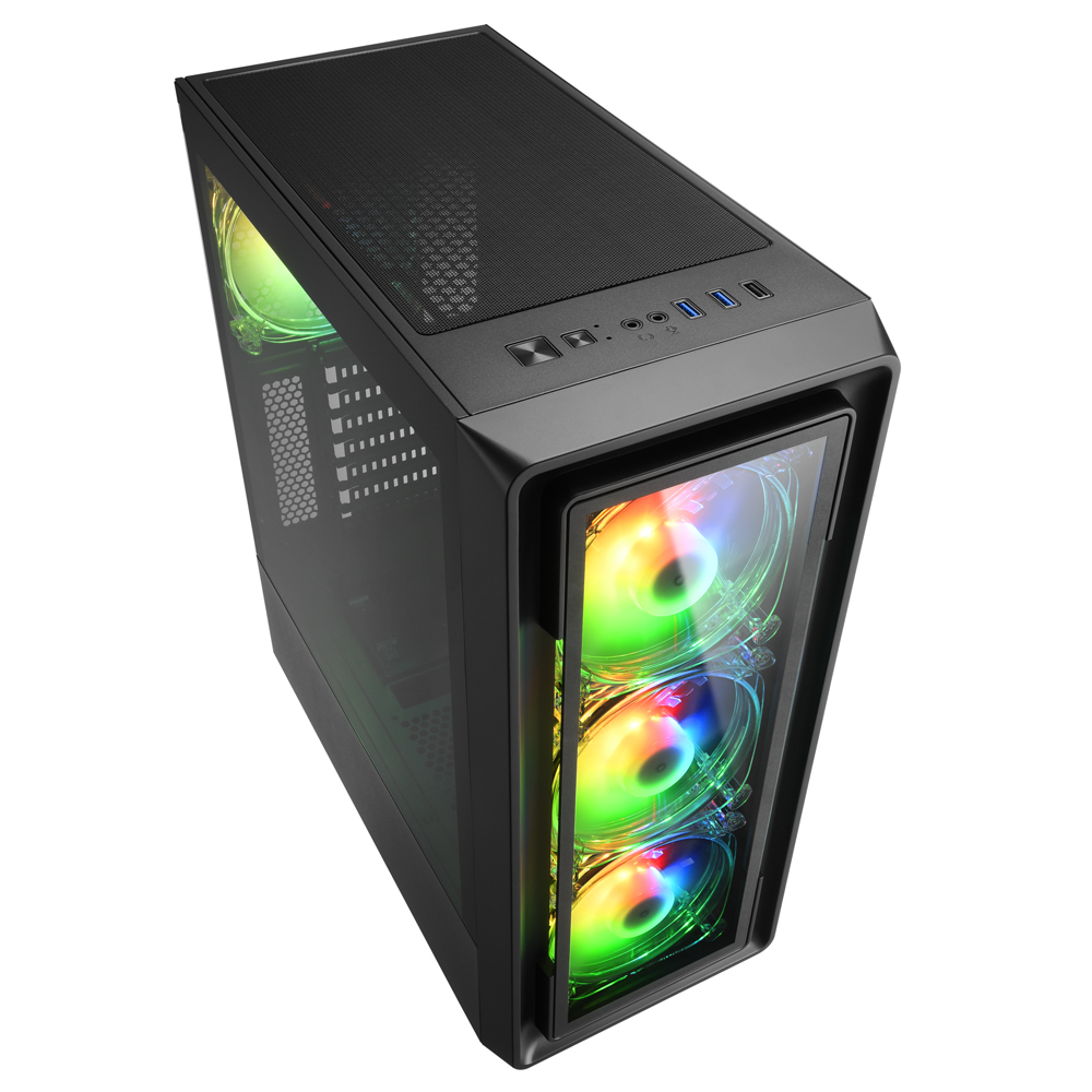 Sharkoon TK4 RGB - Midi/Minitower ATX 3,5  - Lüfter - USB 2.0, USB 3.0, Ansicht 3