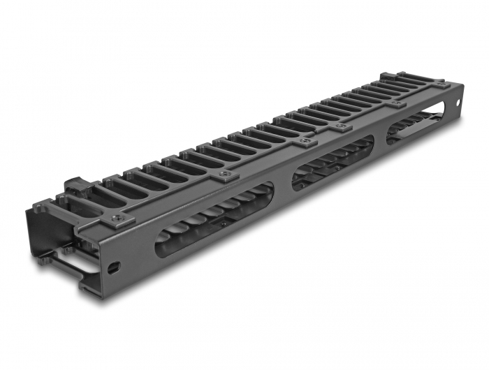 Delock Kabelführungsplatte für Schaltschrank - 3 Öffnungen - Schwarz - 1U - 48.3 cm (19), Ansicht 3