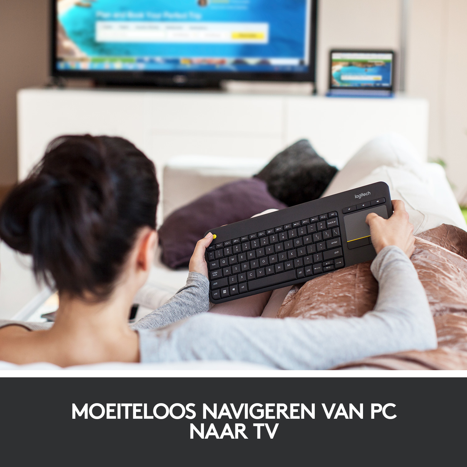 Logitech Wireless Touch Keyboard K400 Plus - Tastatur - TL: US, QWERTY, Ansicht 2