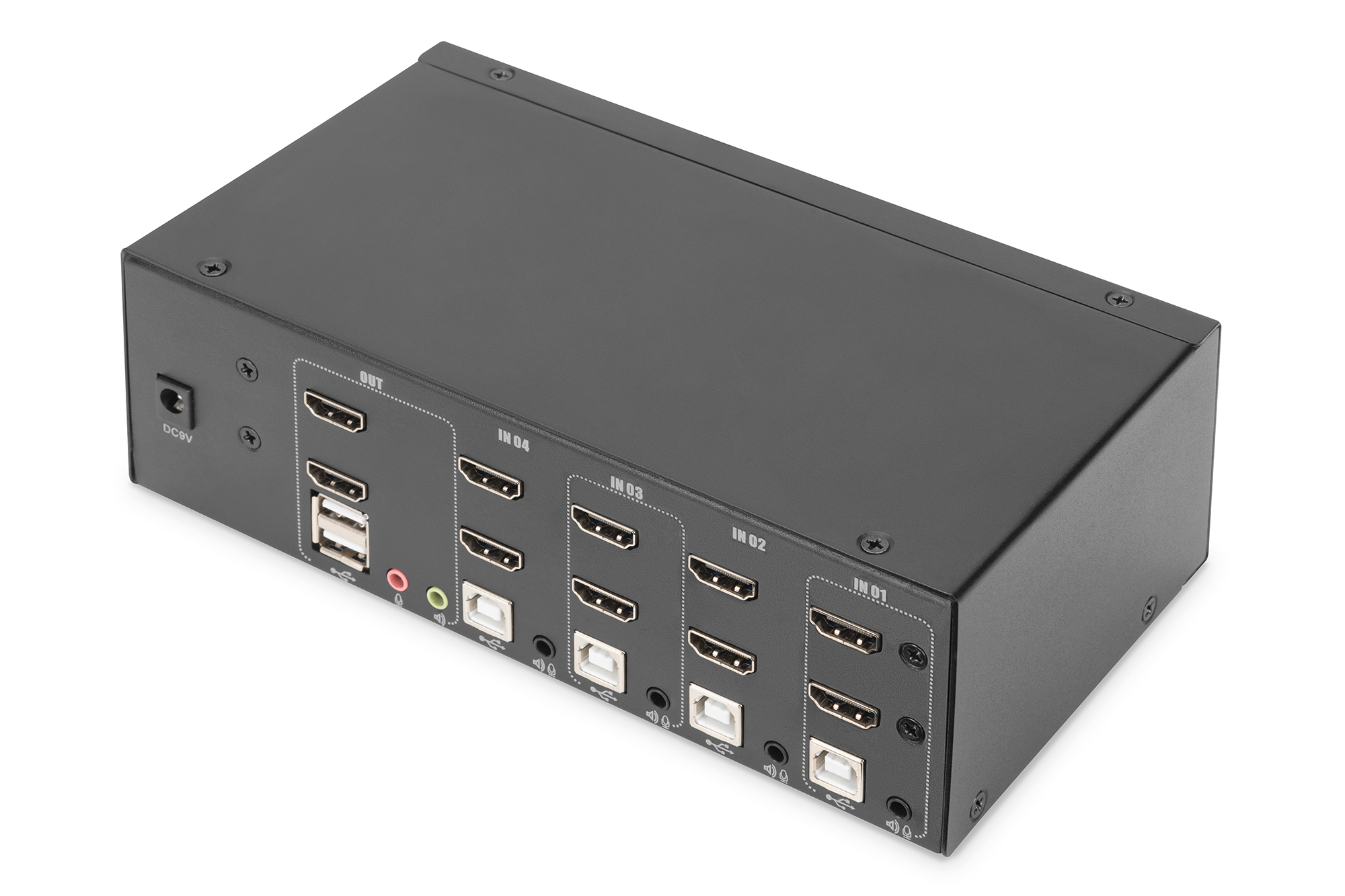 DIGITUS KVM-Switch - 4-Port - Dual-Display - 4K - HDMI® - 3840 x 2160 Pixel - 4K Ultra HD - Schwarz, Ansicht 4