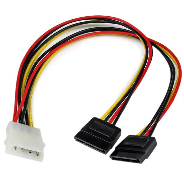 StarTech.com SATA Y-Stromkabel - Splitter Power Y Kabel SATA zu Molex - 1 x LP4 - 2 x SATA, 0,304 m, Molex (4-pin), 2 x SATA 15-Pin, Männlich, Gerade, Gerade