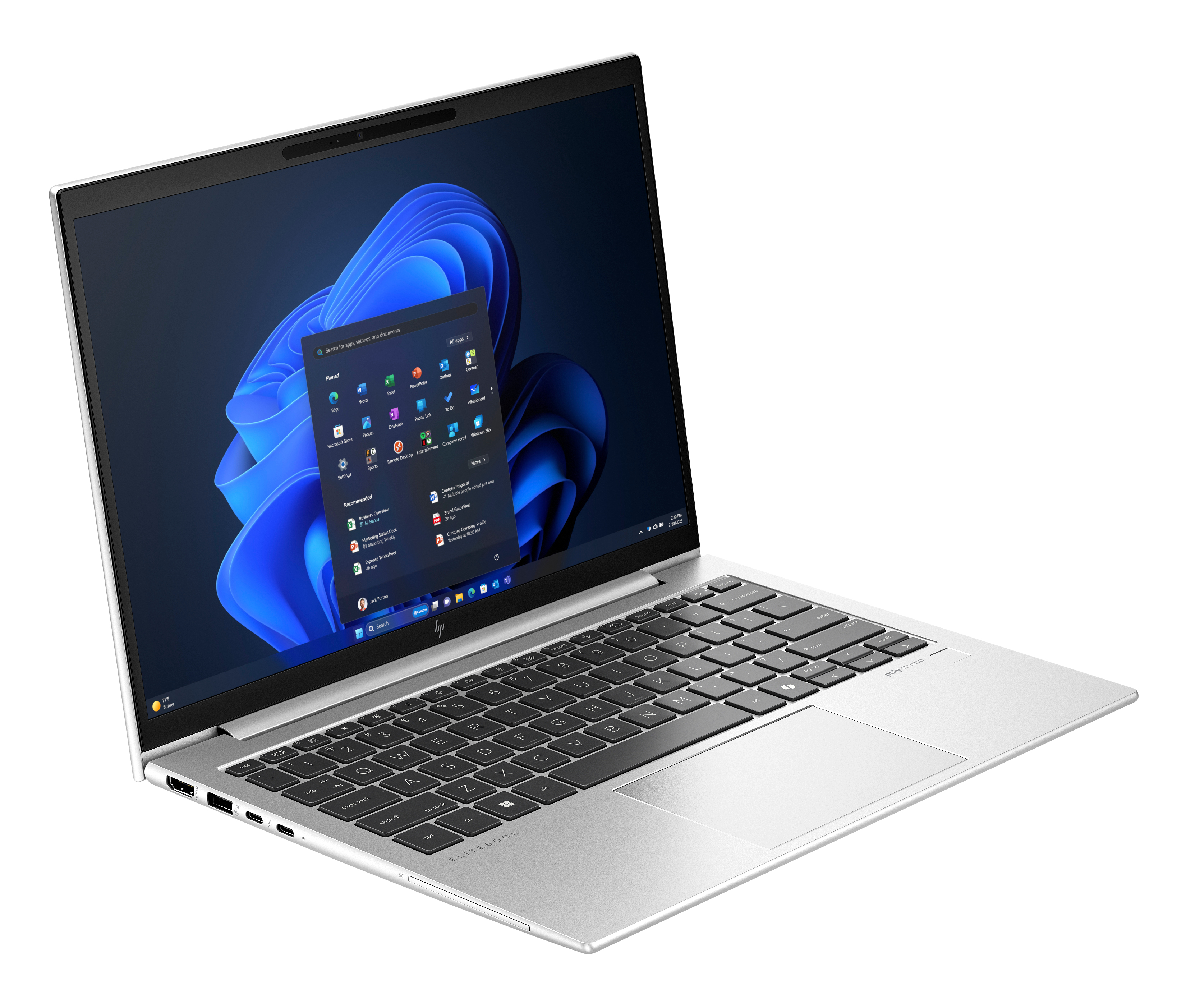 HP EliteBook 835 G11 Notebook - Wolf Pro Security - AMD Ryzen 7 8840U - Radeon 780M - 32 GB RAM  - TL: Deutsch, QWERTZ, Ansicht 2