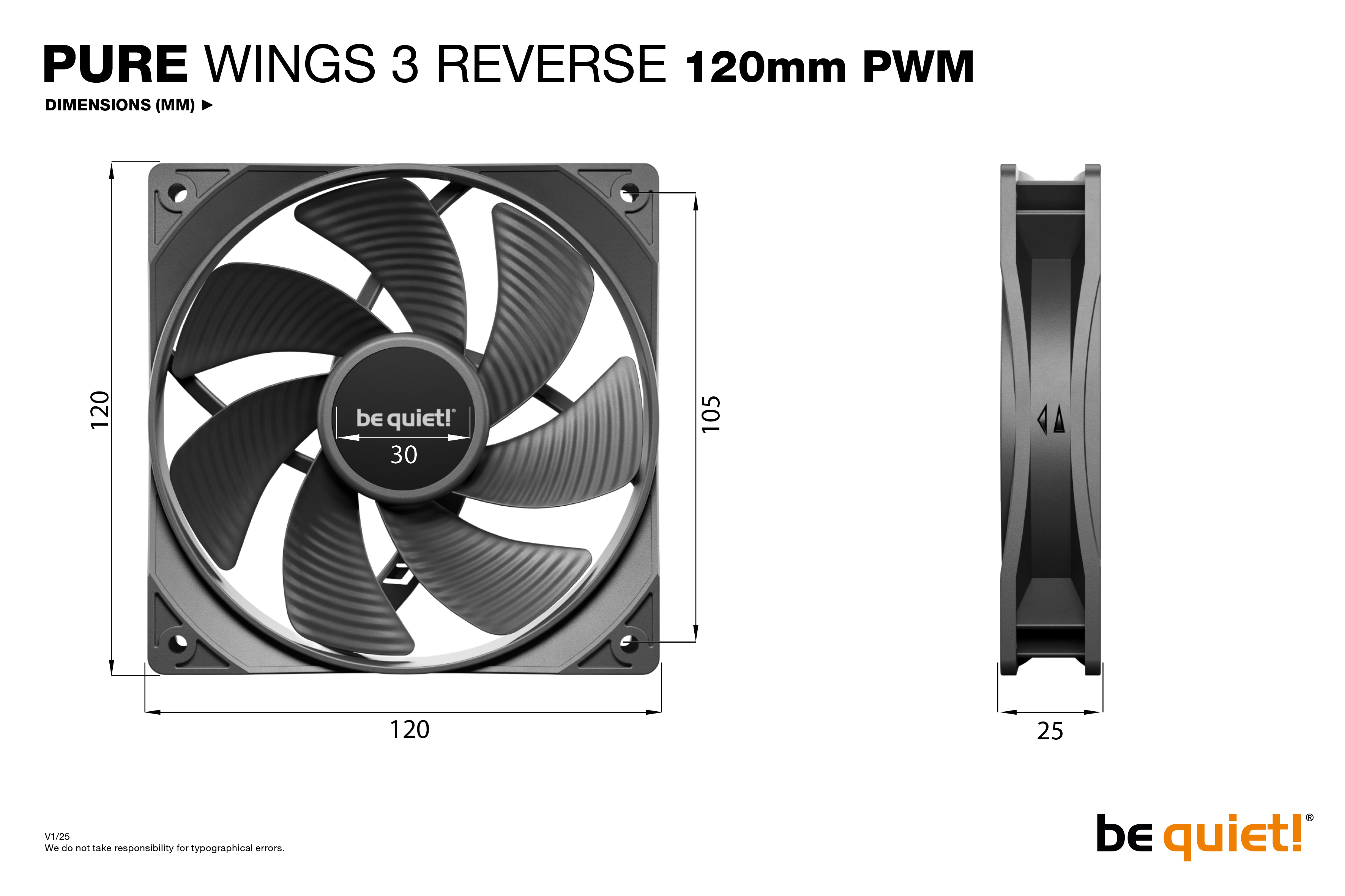 Be Quiet! ! PURE WINGS 3 120mm PWM Reverse 3-Pack, Ansicht 2