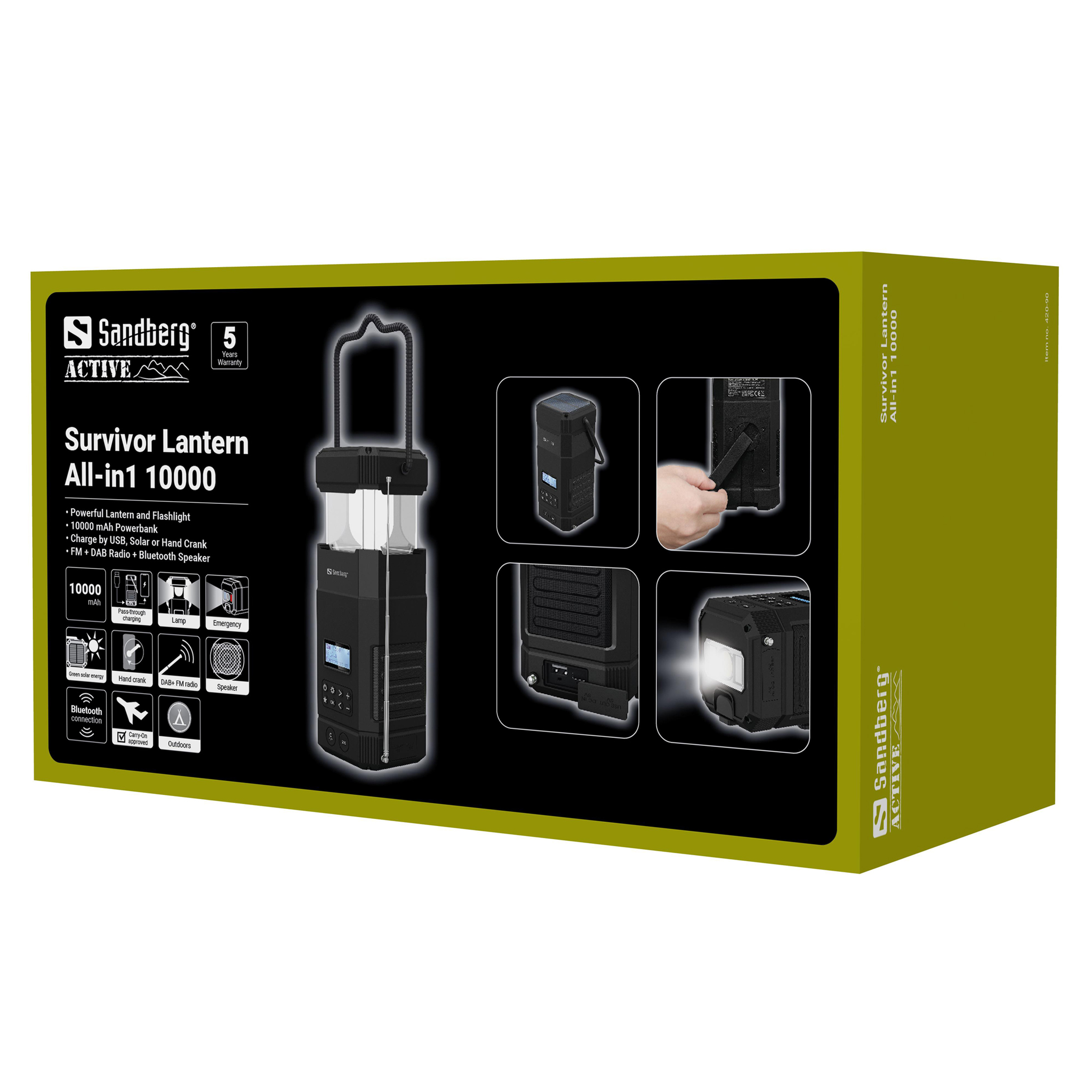 SANDBERG Survivor Lantern - Powerbank - 10000 mAh - 37 Wh - 2 A (USB), Ansicht 2