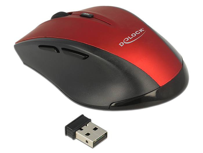 Delock Maus - ergonomisch - Für Rechtshänder - optisch - 5 Tasten - kabellos - 2.4 GHz - kabelloser Empfänger (USB), Ansicht 3