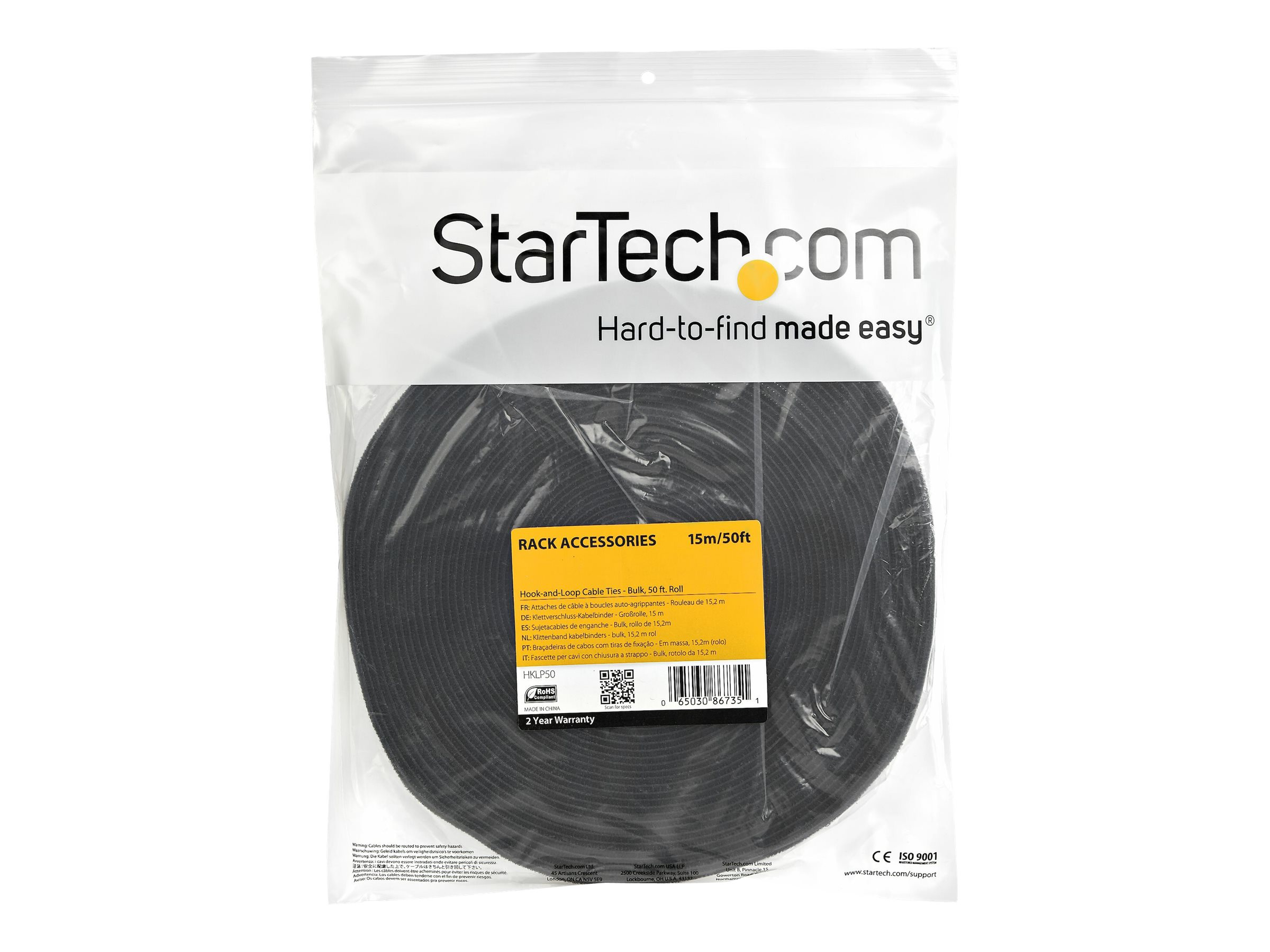 StarTech.com Startech Klettverschluss 15m Rolle - Schwarz