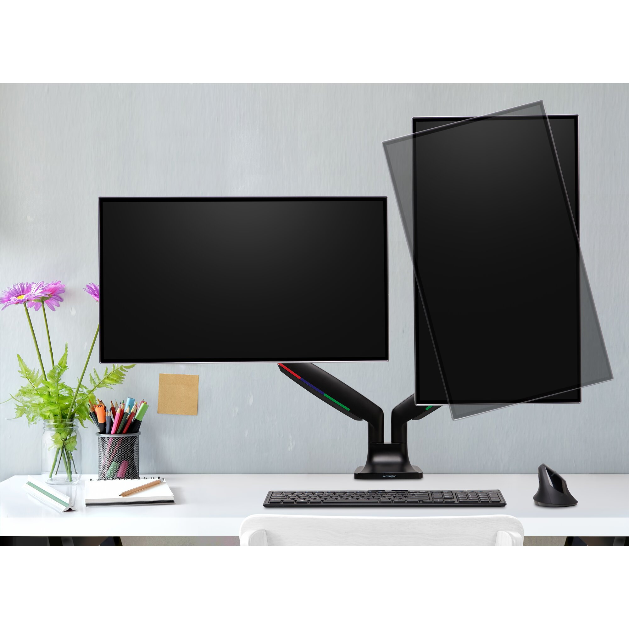 Kensington SmartFit One-Touch Height Adjustable Dual Monitor Arm - Befestigungskit - einstellbarer Arm - für 2 Monitore, Ansicht 4