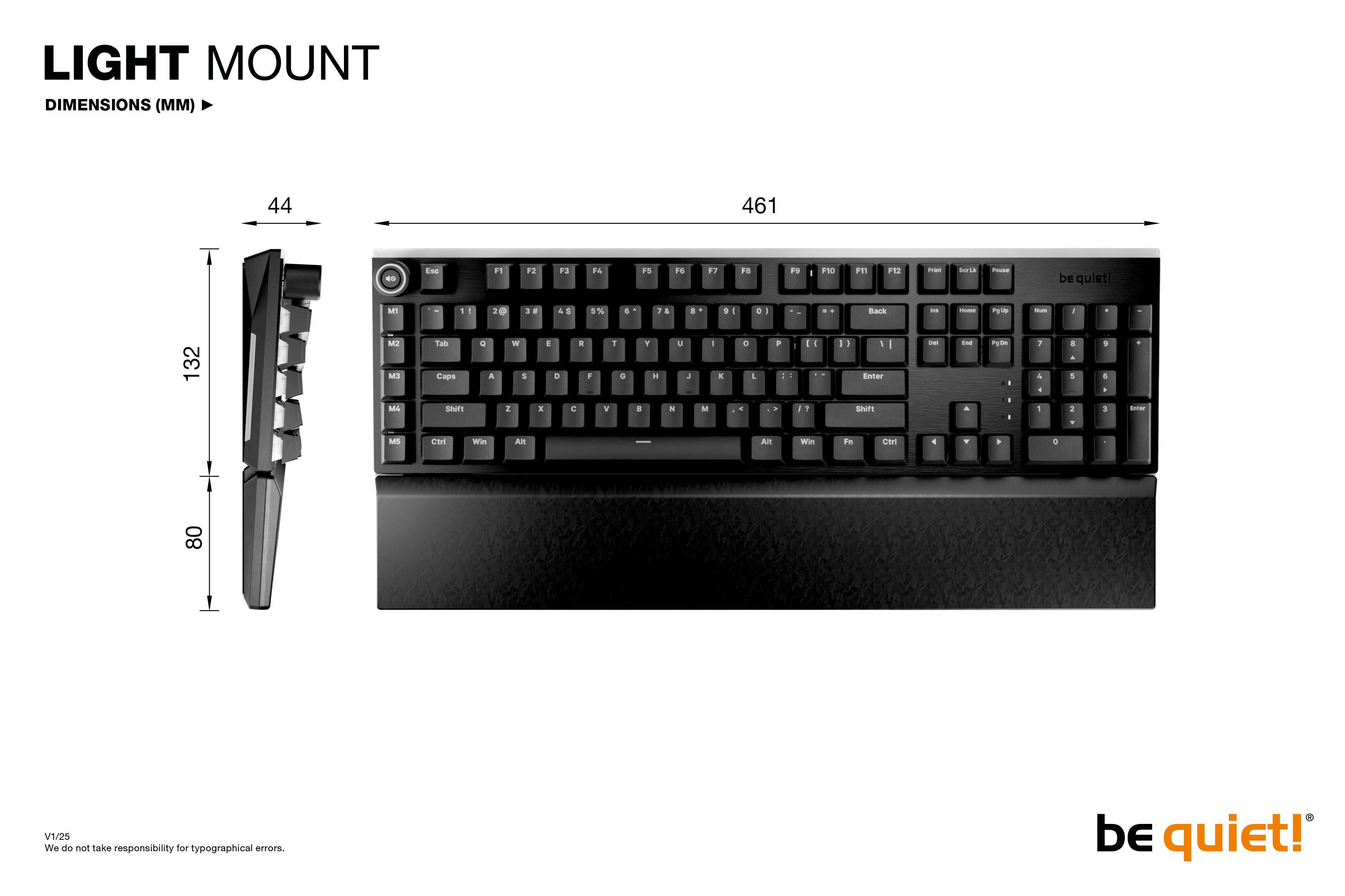 Be Quiet! Light Mount Silent Gaming Tastatur RGB - Tastatur - TL: Deutsch, QWERTZ, Ansicht 2