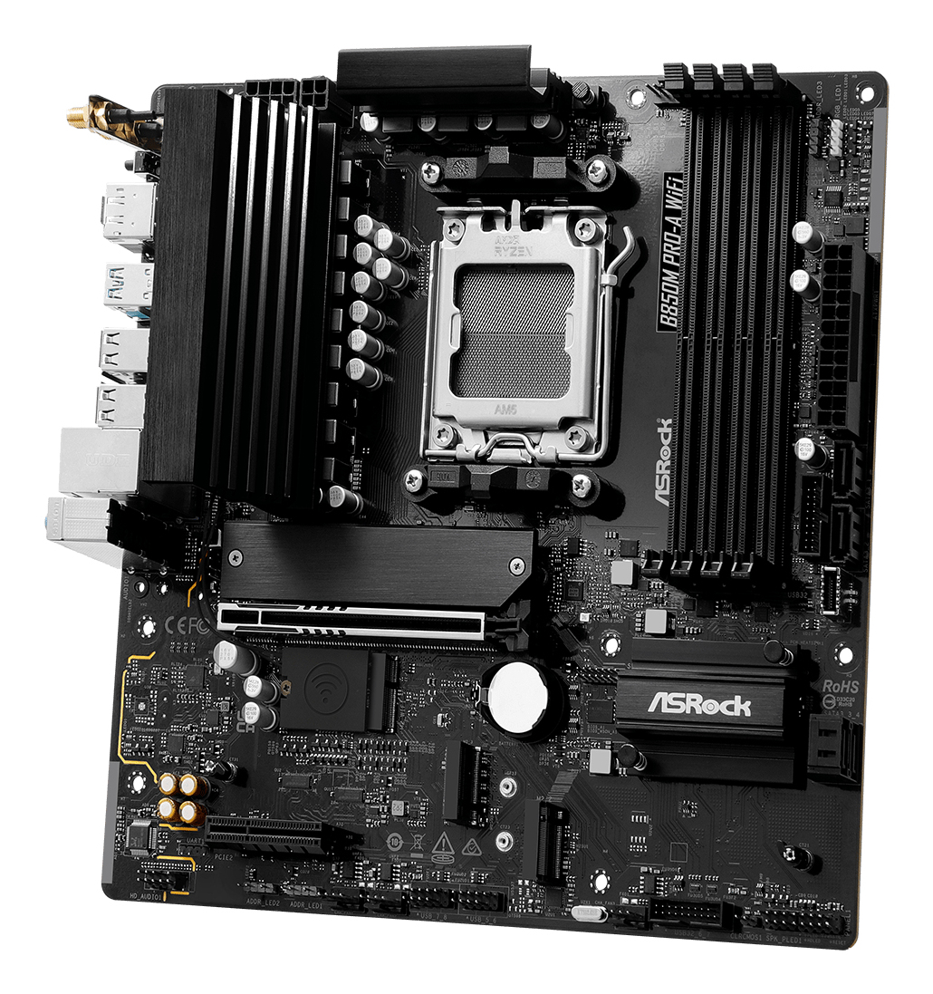 ASRock B850M Pro-A WIFI - Motherboard - micro ATX - Socket AM5 - AMD B850 Chipsatz - Onboard-Grafik (CPU erforderlich), Ansicht 4