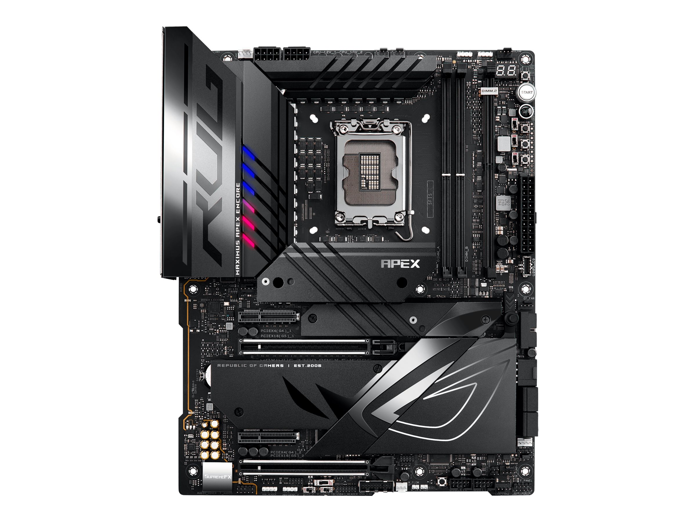 ASUS ROG MAXIMUS Z790 APEX ENCORE - Motherboard - ATX - LGA1700-Sockel - Z790 Chipsatz - USB 3.2 Gen 1 USB 3.2 Gen 2 USB-C 3.2 Gen 2x2 - 2.5 Gigabit LAN Wi-Fi Bluetooth - Onboard-Grafik (CPU erforderlich)