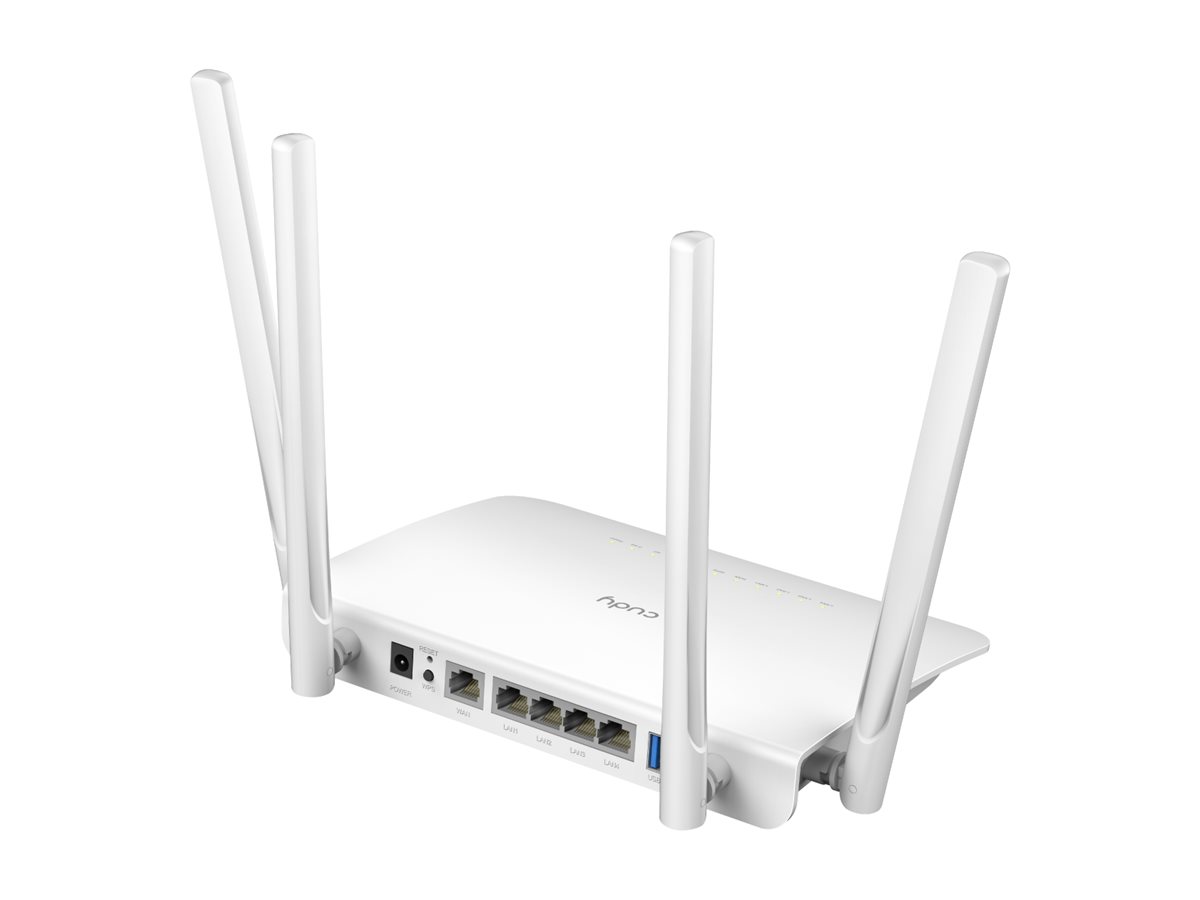 CUDY WR1300 - Wi-Fi 5 (802.11ac) - Dual-Band (2,4 GHz/5 GHz) - Eingebauter Ethernet-Anschluss - Weiß - Tabletop-Router, Ansicht 4