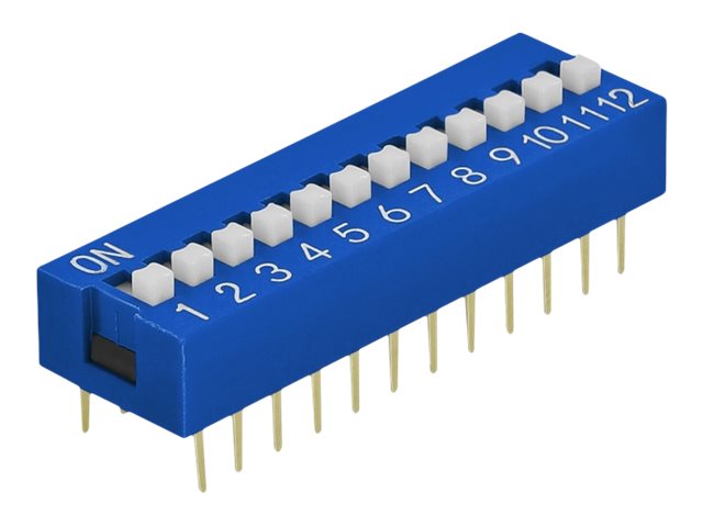 Delock DIP sliding switch 12-digit 2.54 mm pitch THT vertical - DIP-Schalter - Blau (Packung mit 2)