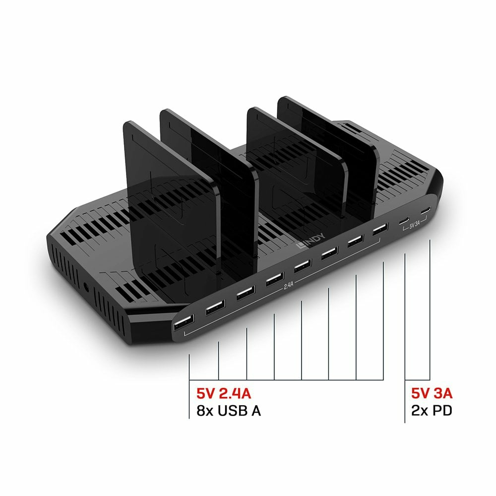 Lindy 120W 10 Port USB-Ladestation, Ansicht 4