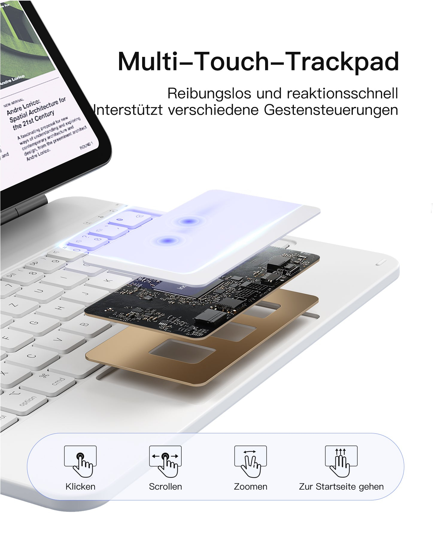 Inateck Keyboard iPad 11 Air 4/7Gen. Com. white - Tastatur - TL: Deutsch, QWERTZ, Ansicht 2