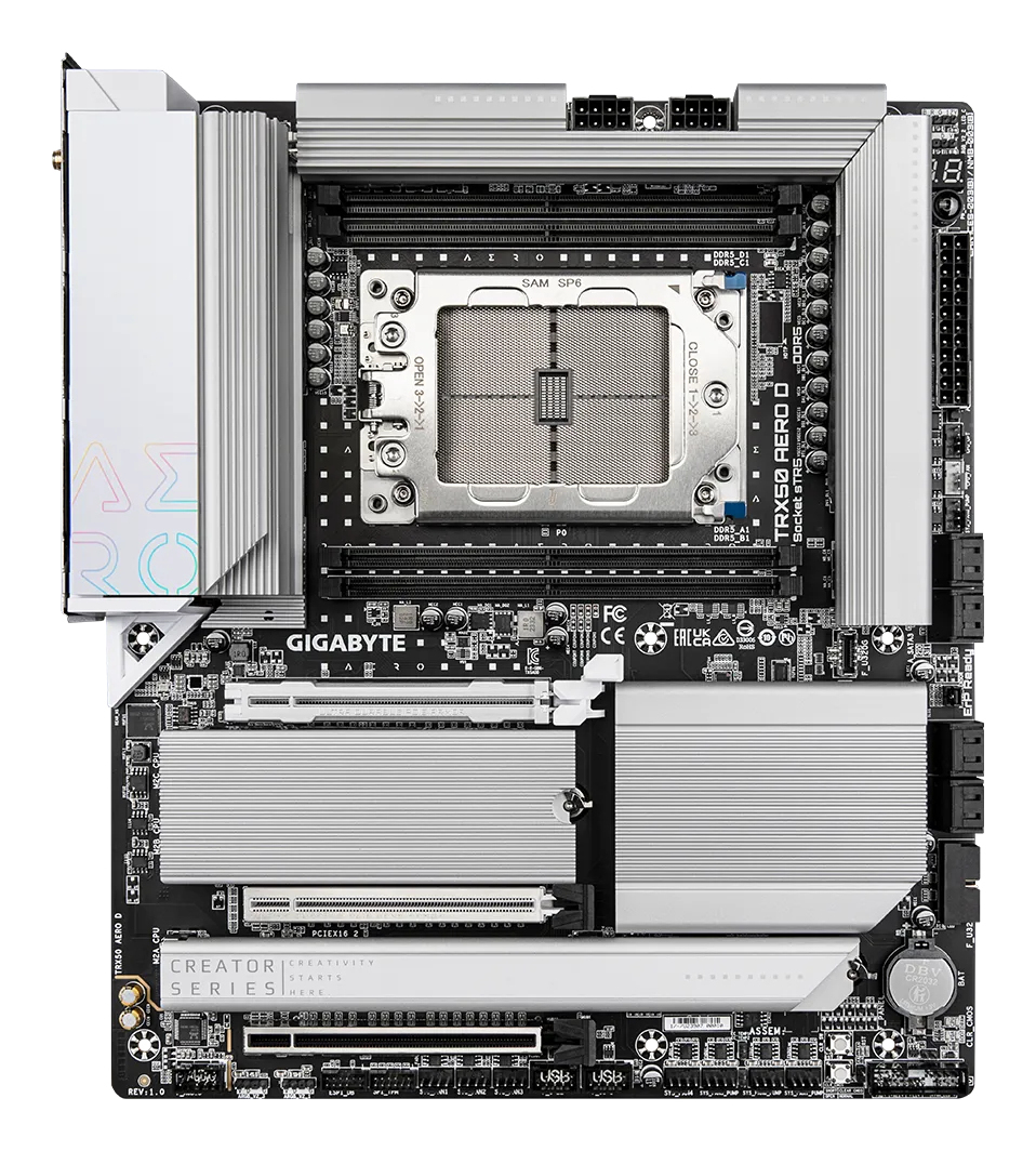 Gigabyte TRX50 AERO D - 1.0 - Motherboard - E-ATX - Socket sTR5 - AMD TRX50 Chipsatz - USB 3.2 Gen 1, USB 3.2 Gen 2, Ansicht 2