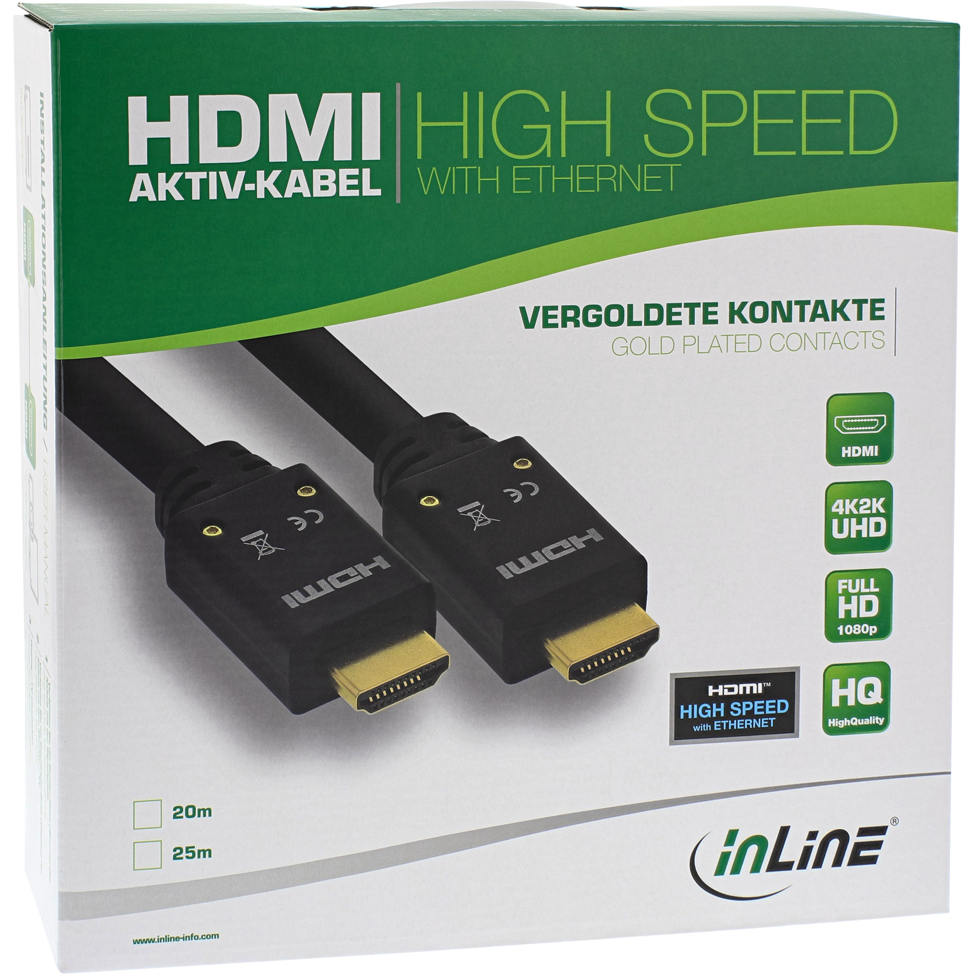 InLine HDMI Aktiv-Kabel - HDMI-High Speed mit Ethernet - 4K2K - STST - 10m