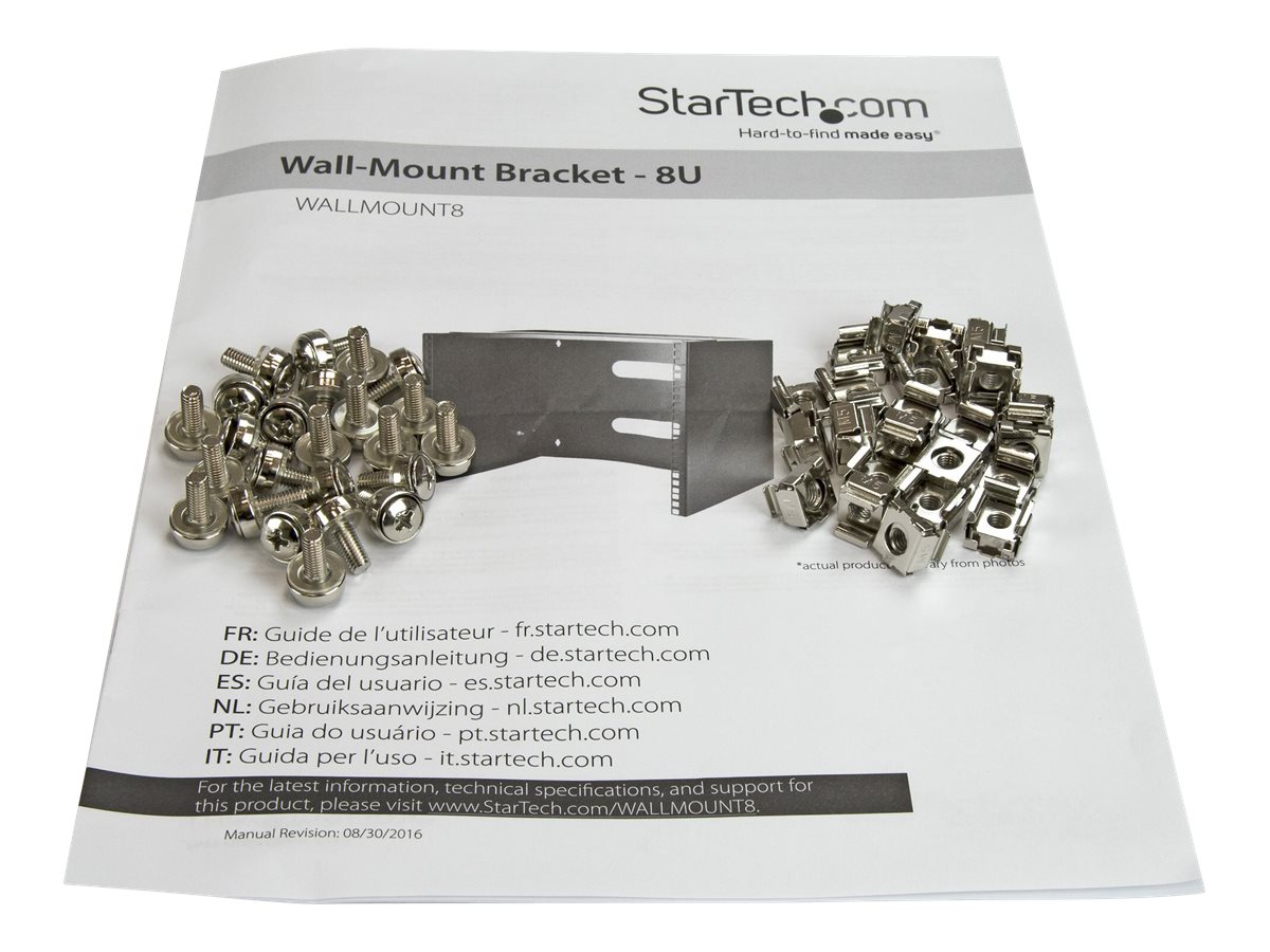 StarTech.com Wandmontage Halterung für flache Rack Geräte - 8HE - Gehäuse - geeignet für Wandmontage - Schwarz, Ansicht 5