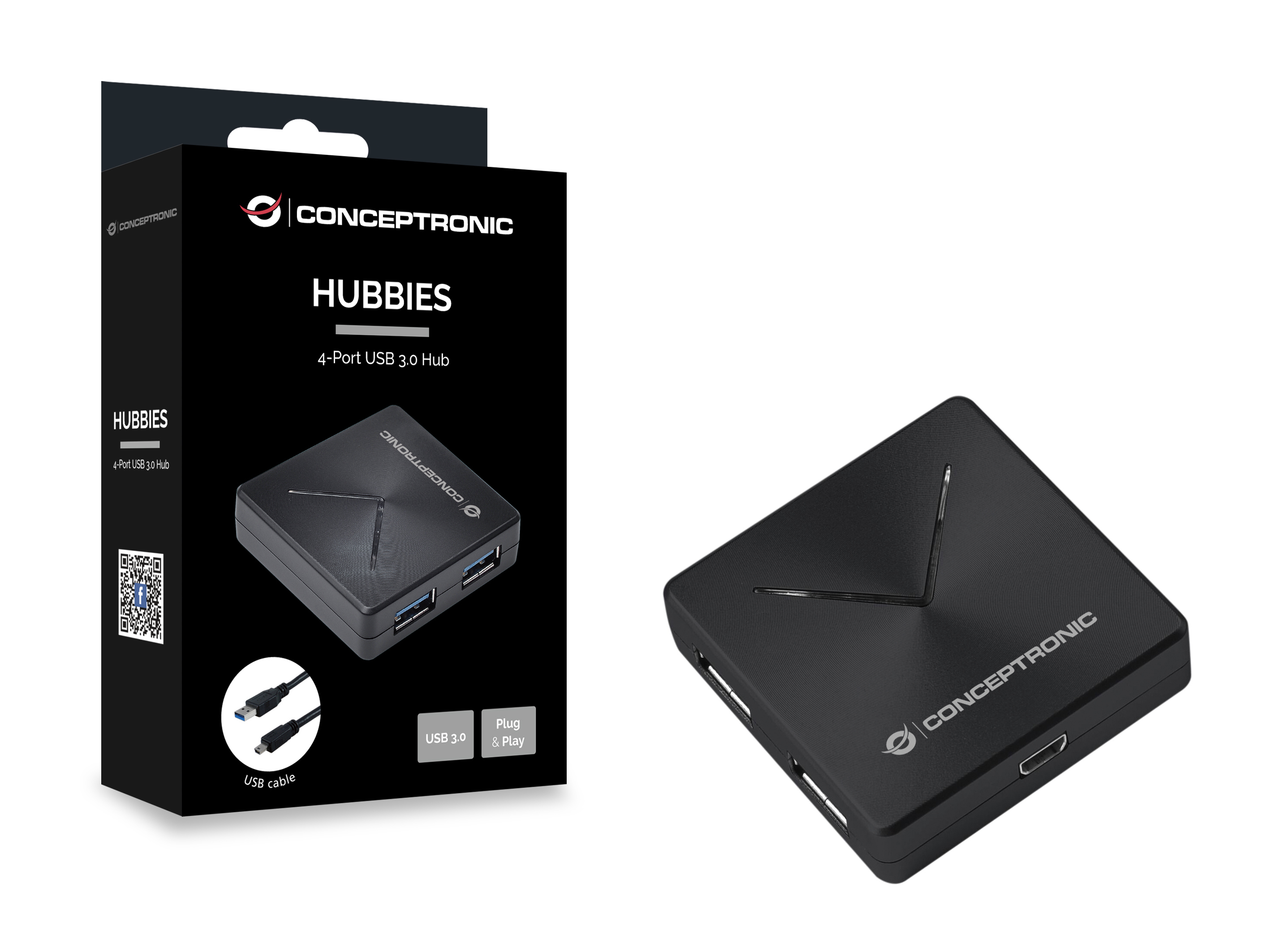Conceptronic USB-Hub 4-Port 3.0 ->4x3.0+USB-B o.Netz. sw, Ansicht 4