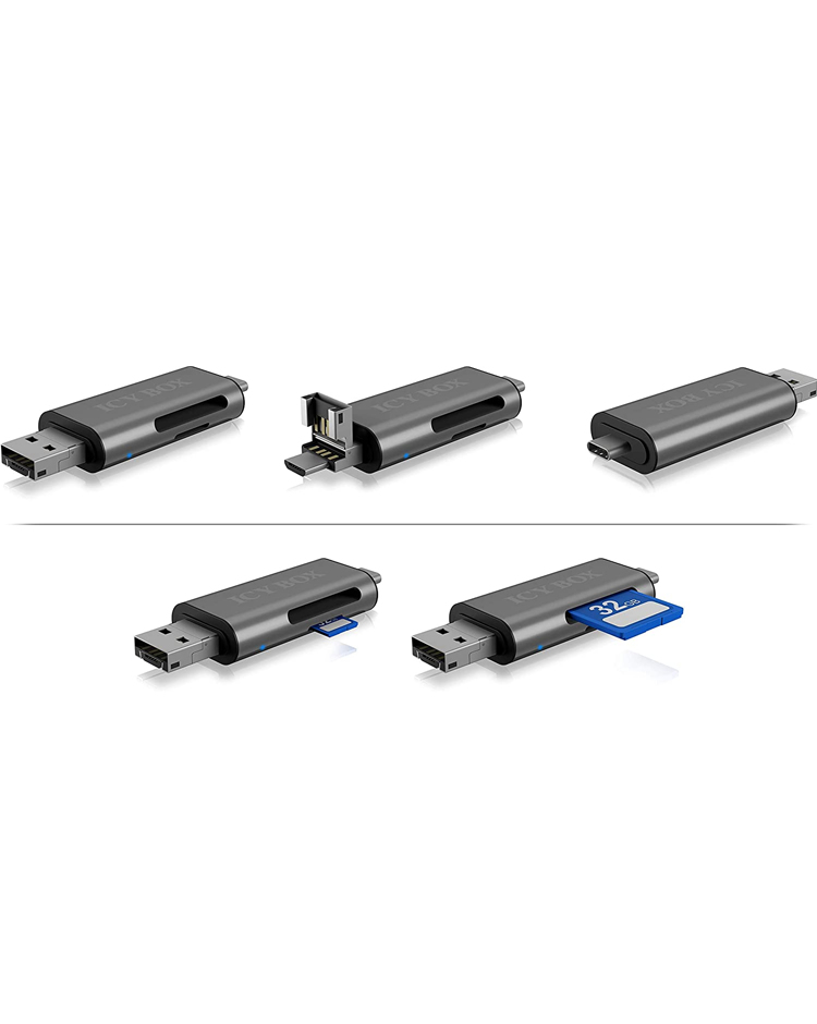 ICY BOX ICY BOX IB-CR200-C - Kartenleser (MMC, SD, microSD, SDHC, microSDHC, SDXC, microSDXC, SDHC UHS-I, Ansicht 2