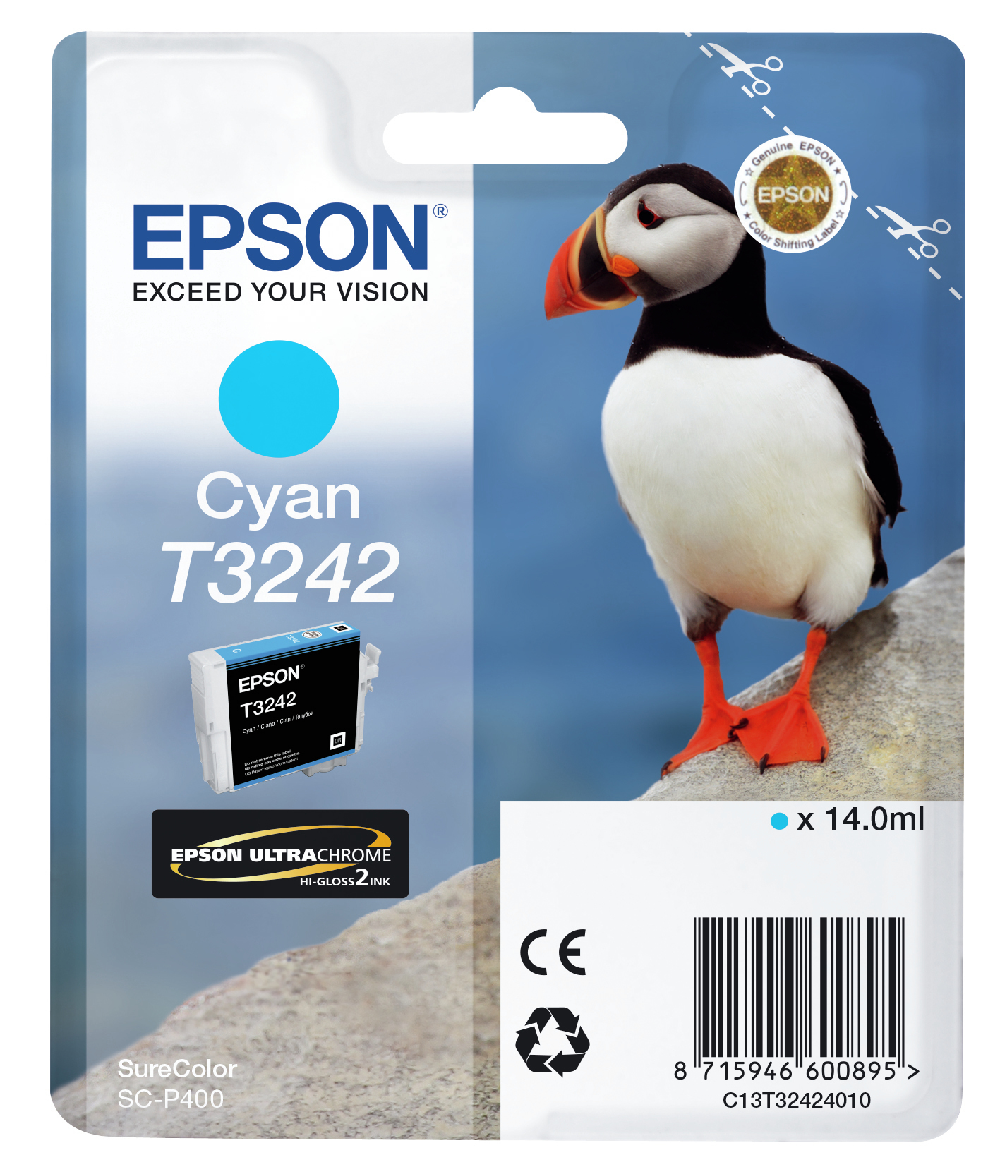 Epson SureColor T3242 Cyan, 14 ml, 980 Seiten, 1 Stück(e)