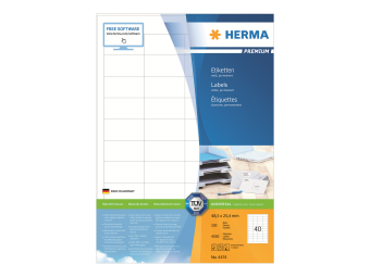 HERMA Premium - Papier - matt - permanent selbstklebend - weiß - 48.5 x 25.4 mm 4000 Etikett(en) (100 Bogen x 40)
