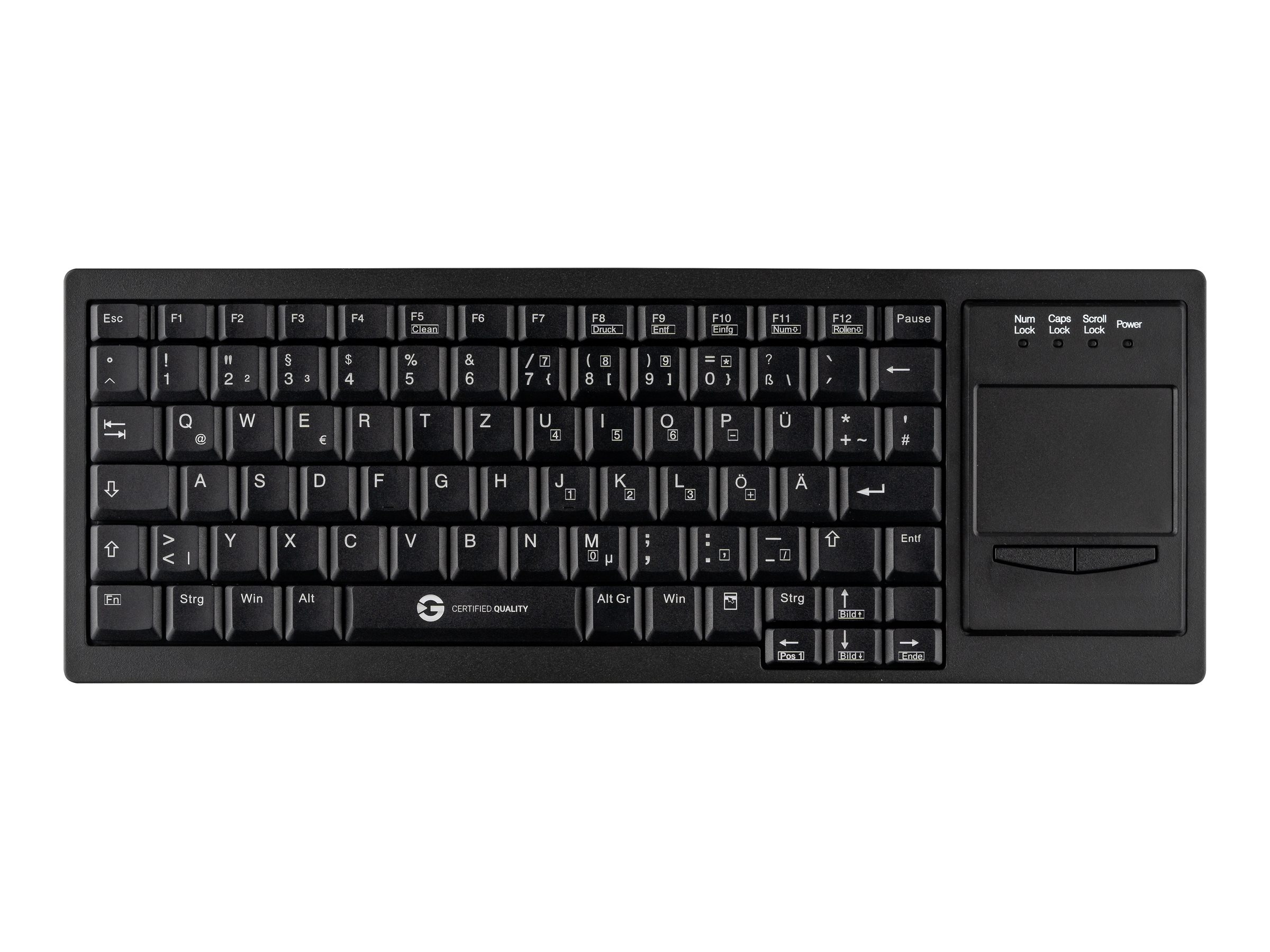 GETT CleanType Xtra Touch - Tastatur - mit Touchpad - TL: Deutsch, QWERTZ - Schwarz, Ansicht 4