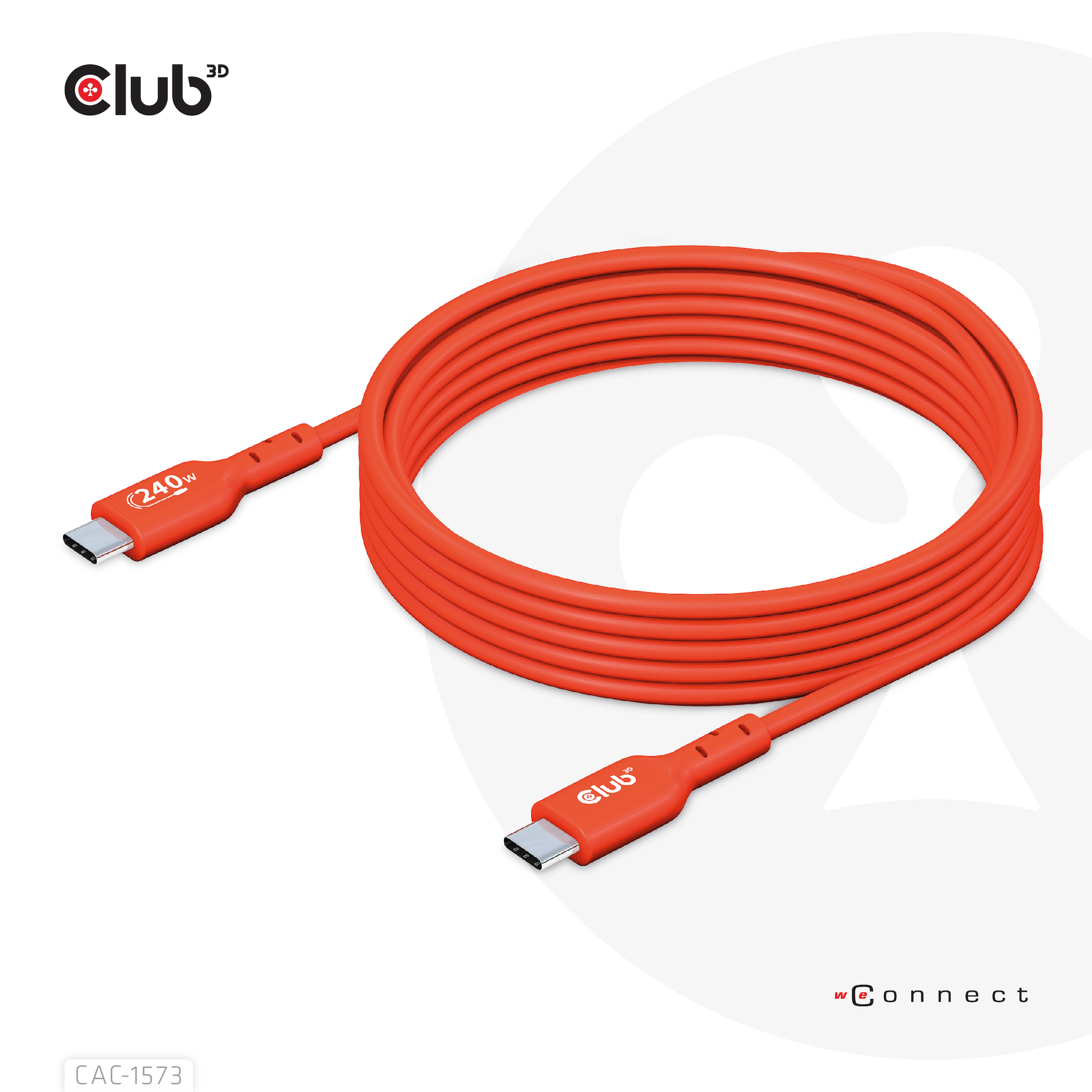 Club 3D USB-Kabel - 24 pin USB-C (M) zu 24 pin USB-C (M) - USB 2.0 - 48 V - 5 A - 2 m - bi-direktional - bis zu 240 W, Ansicht 4