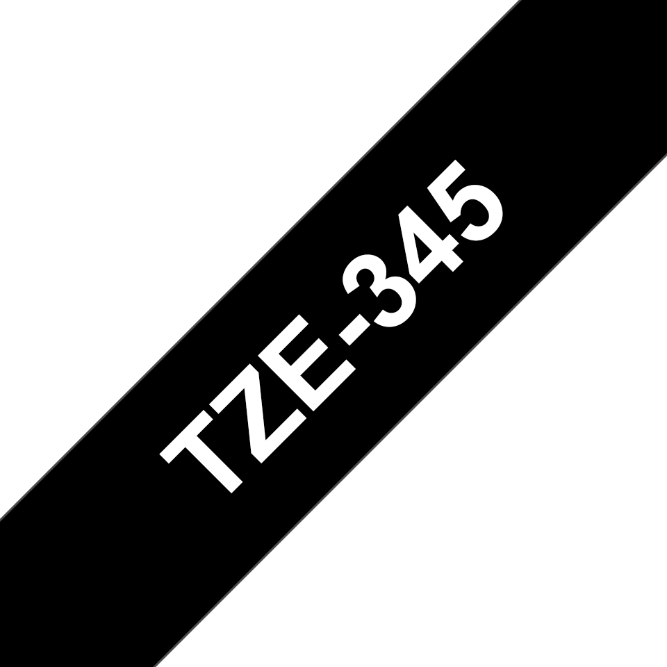 Brother TZe-345 - Standard-Klebstoff - Weiß auf Schwarz - Rolle (1,8 cm x 8 m), Ansicht 2