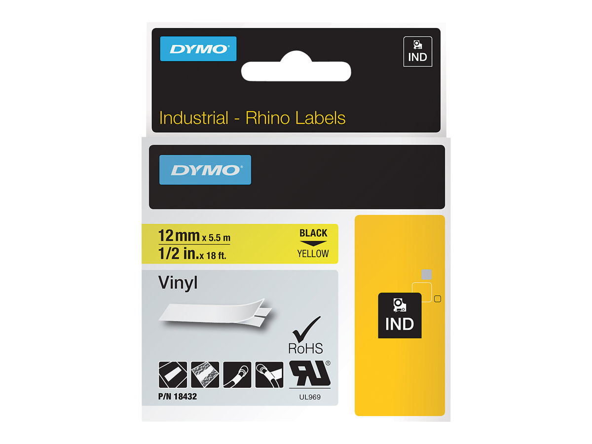 Dymo 12mm RHINO Coloured Vinyl D1 Etiketten erstellendes Band (18432)
