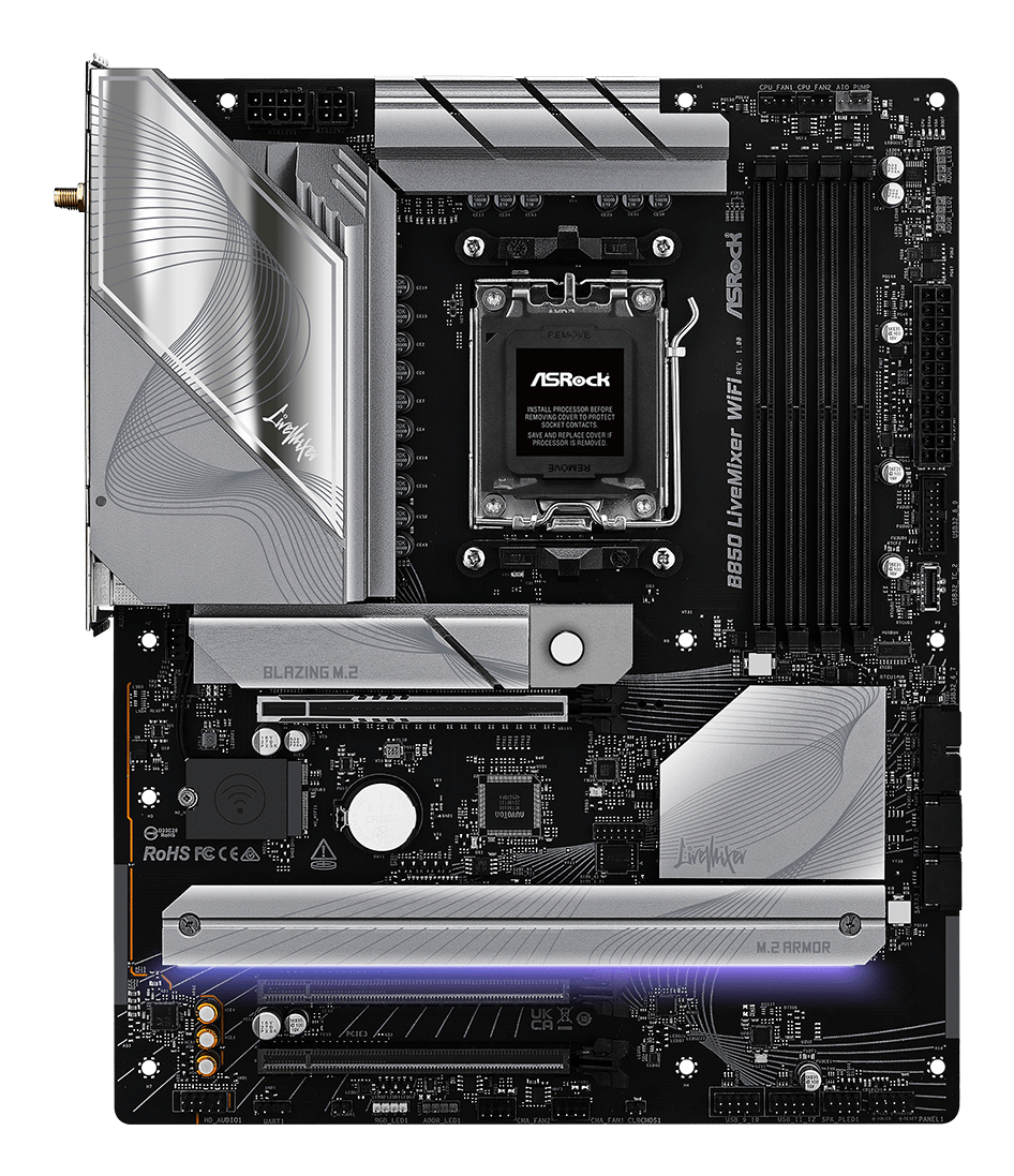 ASRock B850 LIVEMIXER WIFI - Motherboard - ATX - Socket AM5 - AMD B850 Chipsatz - Wi-Fi 7, Bluetooth, 2.5 Gigabit LAN, Ansicht 2