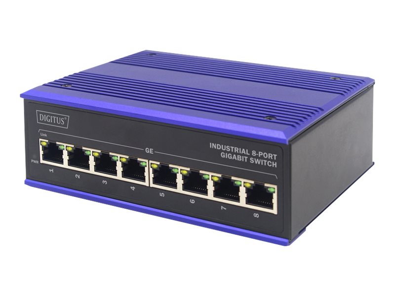 DIGITUS 8 Port Gigabit Ethernet Netzwerk Switch, Industrial, Unmanaged
