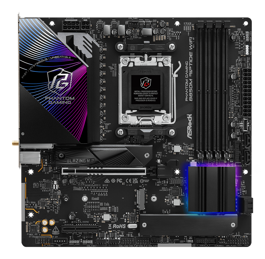 ASRock B850M Riptide WiFi AM5 mATX HDMI/DP DDR5 - AMD Sockel AM5 (Ryzen Zen4) - Micro/Mini/Flex-ATX, Ansicht 2