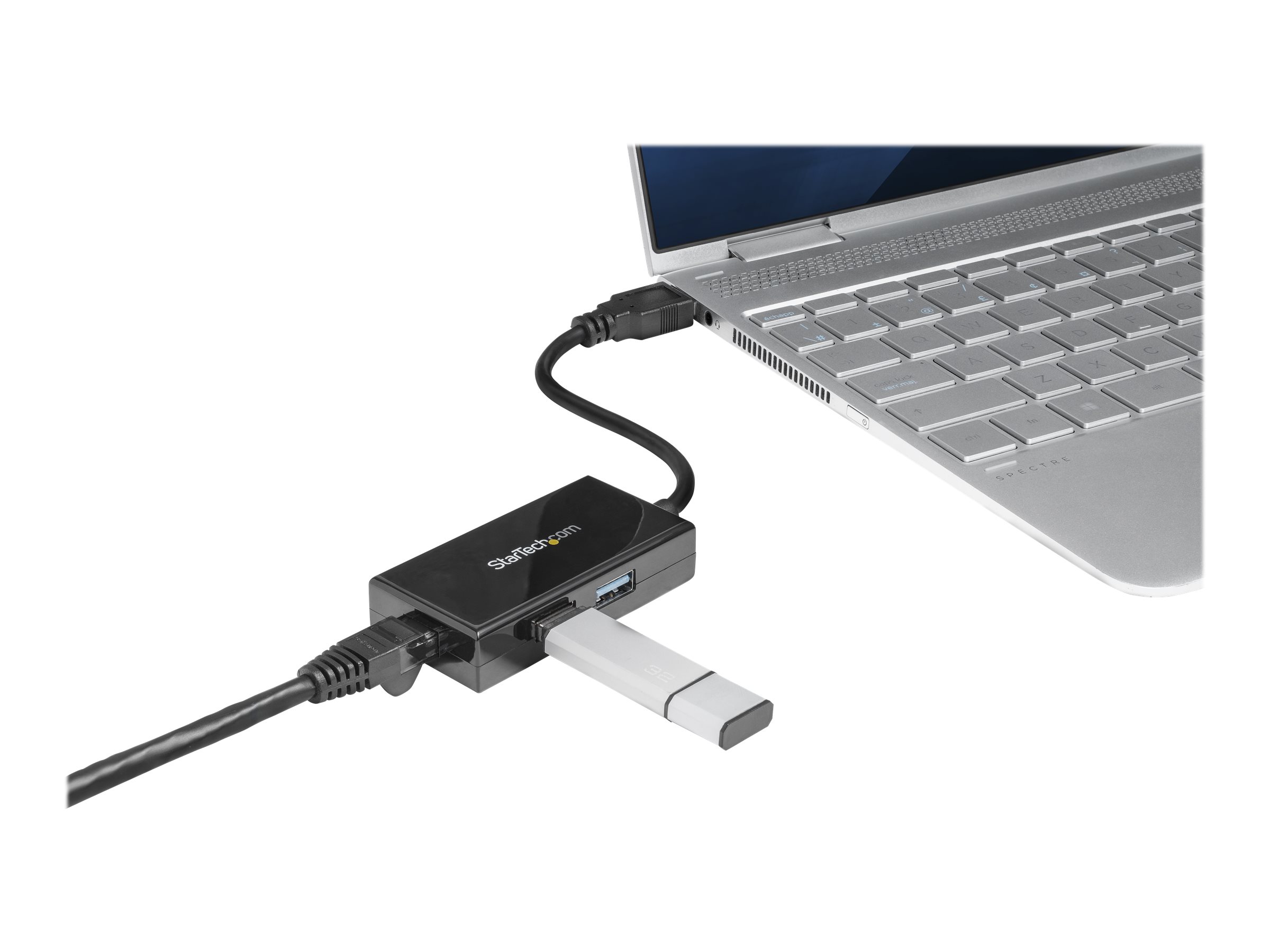 StarTech.com USB 3.0 auf Gigabit Netzwerk Adapter mit 2 Port USB Hub - Native Treiber-Unterstützung, Ansicht 3